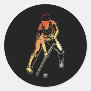 Hockeyfeld Mädchen für Feldhockeyspieler Runder Aufkleber