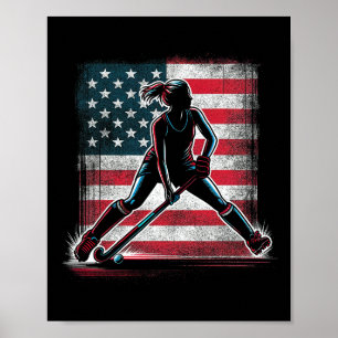 Hockeyfeld Mädchen USA Vereinigte Staaten von Amer Poster