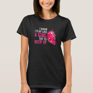 Hockeyfeld Mädchen versuchen Hockey Schritt zu hal T-Shirt
