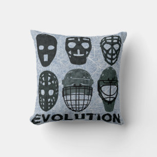 Hockeygoalie-Masken-Evolution Kissen