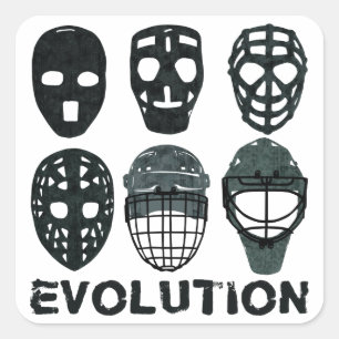 Hockeygoalie-Masken-Evolution Quadratischer Aufkleber
