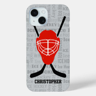 Hockeyhelm aus Rot und Sticks Typografie Case-Mate iPhone Hülle
