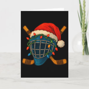 Hockeyhelm Santa Weihnachtslichter Xmas Männer Jun Karte