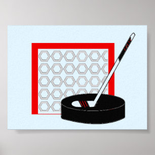 Hockeynetz, Schläger und Puck Poster
