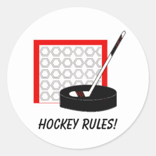 Hockeynetz, Schläger und Puck Runder Aufkleber