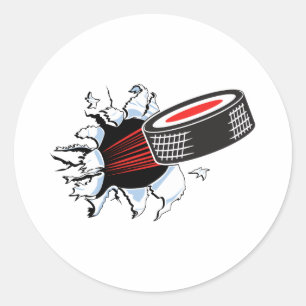 Hockeypuck, der hindurchreißt runder aufkleber