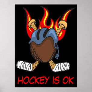 Hockeypuck in Flammen mit einem Zitat, lustiger Sp Poster