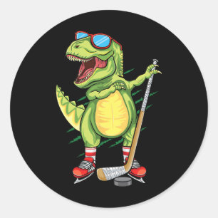 Hockeysaurus Dinosaur Eishockey Trex Kinder Jungen Runder Aufkleber