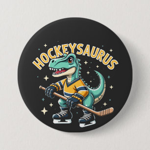 Hockeysaurus Eishockey Dinosaurier Liebhaber Button
