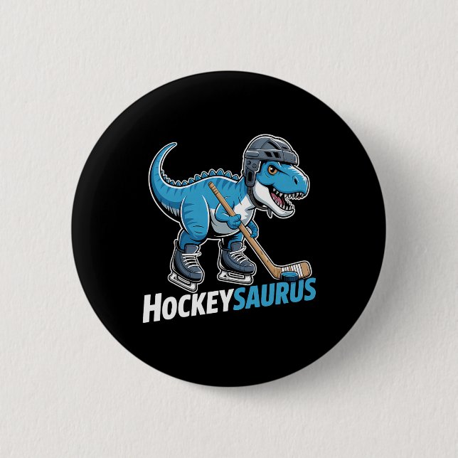 Hockeysaurus Eishockeyspieler Dinosaurier T-Rex Di Button (Vorderseite)