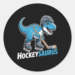 Hockeysaurus Eishockeyspieler Dinosaurier T-Rex Di Runder Aufkleber