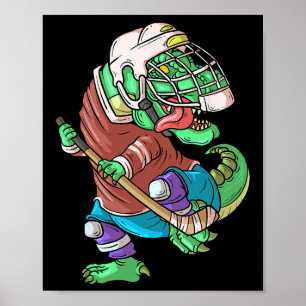 Hockeysaurus Kinder T-Rex Dinosaur mit Eishockey-S Poster