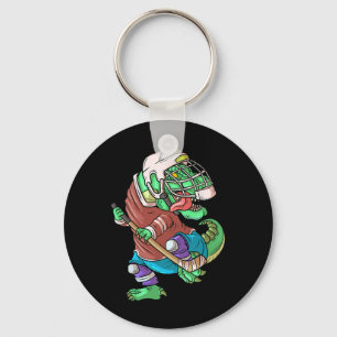 Hockeysaurus Kinder T-Rex Dinosaur mit Eishockey-S Schlüsselanhänger