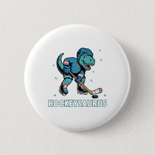 Hockeysaurus Lustiger Dinosaurier Trex Hockey Kind Button