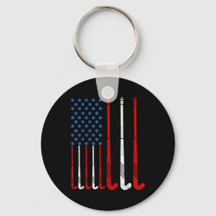 Hockeyschläger Amerikanische Flagge Schlüsselanhänger
