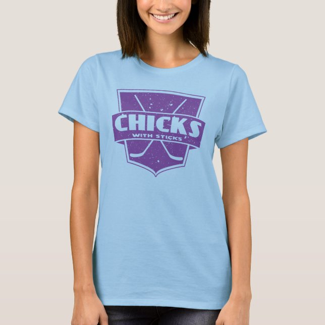 Hockeyschläger mit Sticks, Name und Nummer T-Shirt (Vorderseite)