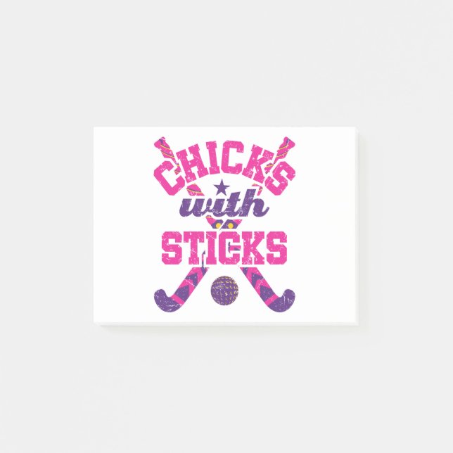 Hockeyschläger mit Sticks Post-it Klebezettel (Vorderseite)