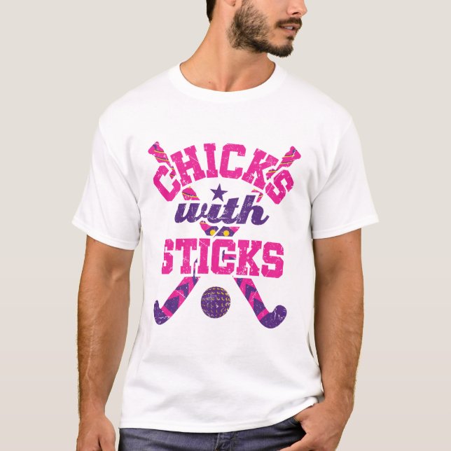 Hockeyschläger mit Sticks T-Shirt (Vorderseite)