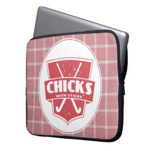 Hockeyschläger mit Sticks und Laptop-Sieb Laptopschutzhülle