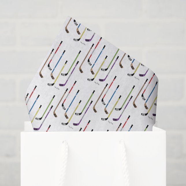 Hockeyschläger und Puck Seidenpapier (Geschenktüte)