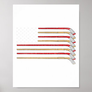 Hockeyschläger USA-Flagge Eishockey Jungen Hockeys Poster