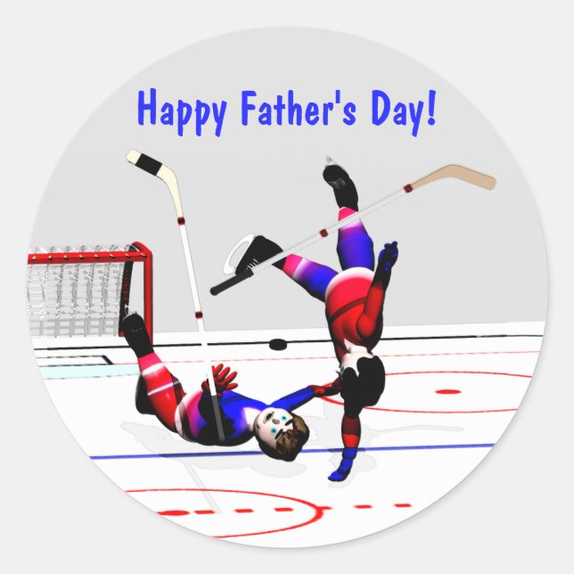 Hockeyspiel des Vaters Runder Aufkleber (Vorderseite)
