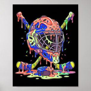 Hockeyspieler Eiscreme-Tropfen Jungen Kinder Für E Poster