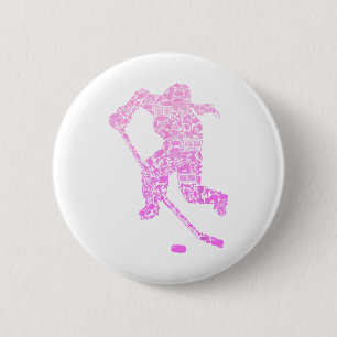 Hockeyspieler Eishockey Jugend Mädchen Frauen Kind Button