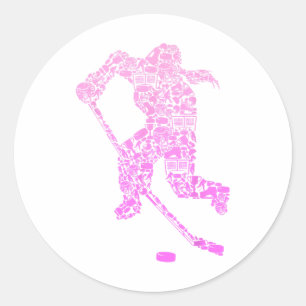 Hockeyspieler Eishockey Jugend Mädchen Frauen Kind Runder Aufkleber