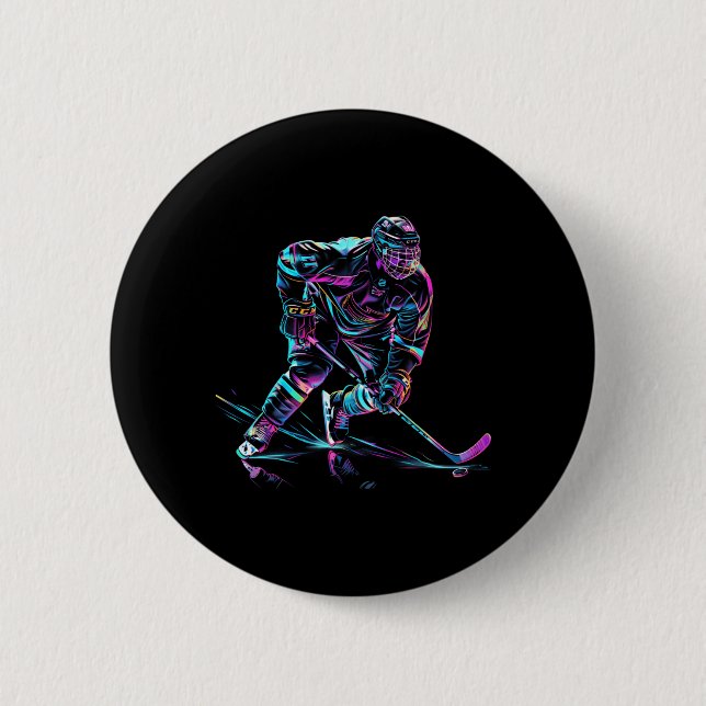 Hockeyspieler Eishockeyleistung Button (Vorderseite)