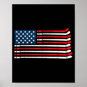 Hockeyspieler Fan Eishockey Amerikanische Flagge 4 Poster
