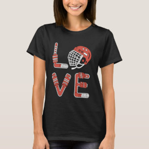 Hockeyspieler Liebe Helm Stock Handschuhe Puck Gra T-Shirt