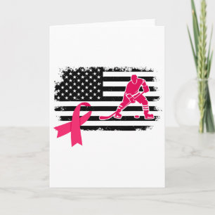Hockeyspieler Pinkes Band USA-Flagge Brustkrebs A Karte