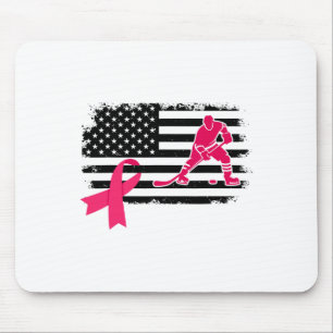 Hockeyspieler Pinkes Band USA-Flagge Brustkrebs A Mousepad