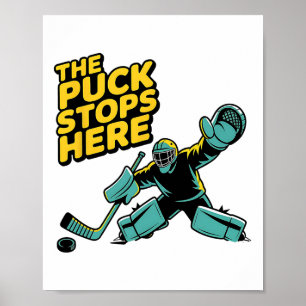 Hockeyspieler Puck Strafbank Hockey Torwart  Poster