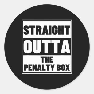 Hockeyspieler Straight Outta Strafbank Lustiges Ei Runder Aufkleber