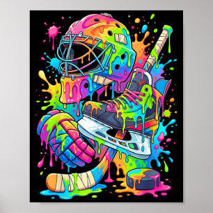 Hockeyspieler Tropf Eiscreme Tröpfelnde Jungen Kin Poster