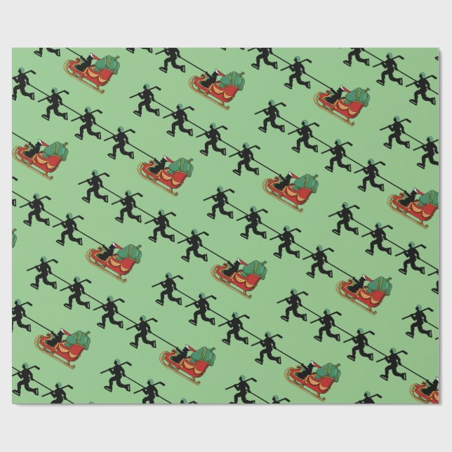 Hockeyspieler und das Schlittenwrapping Paper des  Geschenkpapier (Flach)