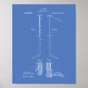 Hockeystick 1915 Patentart - Blueprint Poster