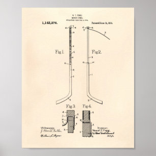 Hockeystock 1915 Patent-Kunst - altes Peper Poster