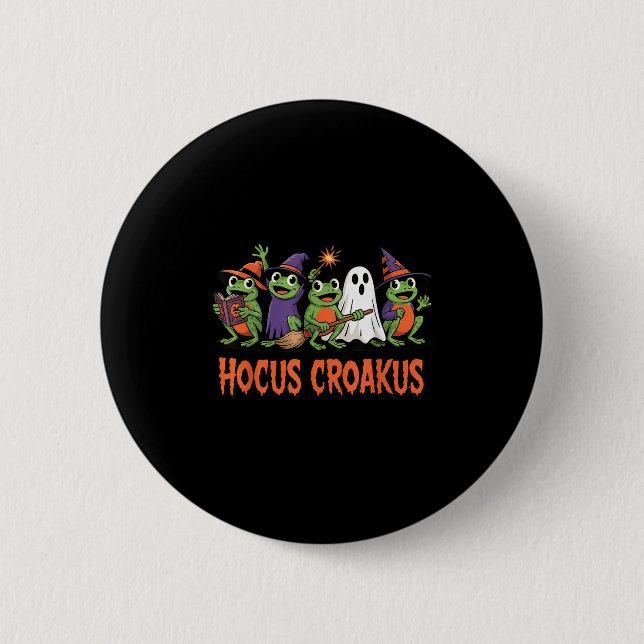Hocus Croakus Frog Halloween Magic Spell Funny Wit Button (Vorderseite)