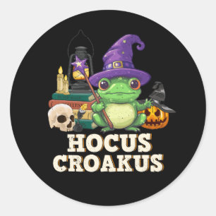 Hocus Croakus Spooky Halloween Frosch Hexenhut Fun Runder Aufkleber