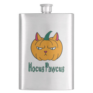 Hocus pawcus Halloween-Kürbis Ingwerkatze Magie Flachmann