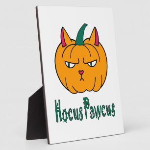 Hocus pawcus Halloween-Kürbis Ingwerkatze Magie Fotoplatte