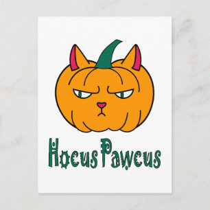 Hocus pawcus Halloween-Kürbis Ingwerkatze Magie Postkarte