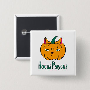 Hocus pawcus Halloween Kürbisinger Katzenmagie Button