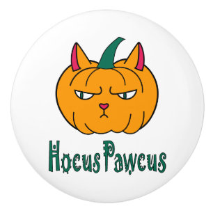 Hocus pawcus Halloween Kürbisinger Katzenmagie Keramikknauf