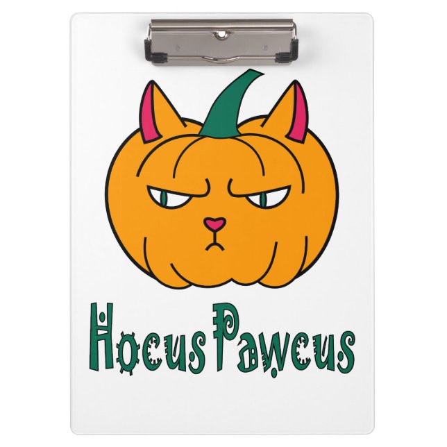 Hocus pawcus Halloween Kürbisinger Katzenmagie Klemmbrett (Vorderseite)