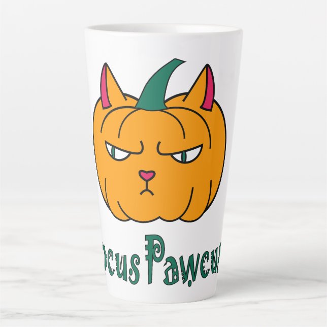 Hocus pawcus Halloween Kürbisinger Katzenmagie Milchtasse (Vorderseite)
