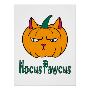 Hocus pawcus Halloween Kürbisinger Katzenmagie Poster